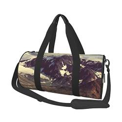 Runde Reisegepäcktasche mit Sonnenuntergang, große Kapazität, geeignet für Training, Reisen, viele Outdoor-Aktivitäten, Berge Landschaft, Einheitsgröße von TOLKAT