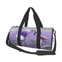 Runde Reisegepäcktasche mit großem Fassungsvermögen, geeignet für Training, Reisen, viele Outdoor-Aktivitäten, Lavender Field Bike, Einheitsgröße von TOLKAT