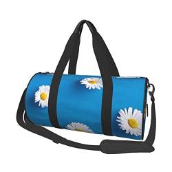 Runde Reisegepäcktasche mit großem Fassungsvermögen, geeignet für Training, Reisen, viele Outdoor-Aktivitäten, Weißer Gänseblümchen, Einheitsgröße von TOLKAT