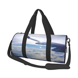 Schöne runde Reisegepäcktasche mit großem Fassungsvermögen, geeignet für Training, Reisen, viele Outdoor-Aktivitäten, Schönes Himmelsflugzeug, Einheitsgröße von TOLKAT