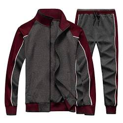 TOLOER Herren Activewear Full Zip Warm Trainingsanzug Sport Set Casual Sweat Suit, 49grau, Large von TOLOER