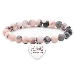 TOLOWOBK Edelstein Armband Damen Perlenarmband Armbänder Rosa Jaspis Naturstein Charm Armband für Damen Mädchen Ostern Muttertag Geburtstag Geschenke für Mama Tochter Oma Enkelin Schwester Freundin von TOLOWOBK