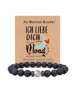 TOLOWOBK Ich Liebe Dich Geschenke für Männer Mondstein Armband Herren Naturstein Perlen Armbänder für Herren Jungs Edelstein Armband Vatertag Geburtstag Geschenk für Mann Papa Sohn Opa Enkel Bruder von TOLOWOBK