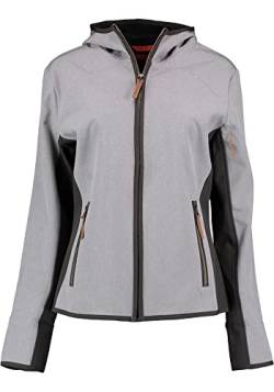 TOM COLLINS Damen Softshelljacke Übergangsjacke Outdoorjacke mit Kapuze Gixud, Größe:38, Farbe:hellgrau von TOM COLLINS