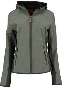 TOM COLLINS Damen Softshelljacke Übergangsjacke Outdoorjacke mit Kapuze Gixud, Größe:40, Farbe:oliv von TOM COLLINS