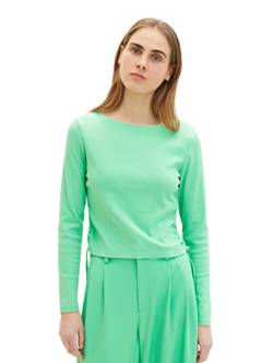 TOM TAILOR Denim Damen 1035371 Langarmshirt mit Raffung, 11052-Strong Green, L von TOM TAILOR Denim