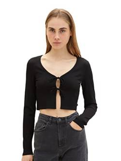 TOM TAILOR Denim Damen 1035373 Longsleeve T-Shirt, 14482-Deep Black, XS von TOM TAILOR Denim