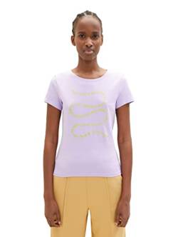 TOM TAILOR Denim Damen 1035383 Basic T-Shirt mit Print, 31042-Lilac Vibe, XL von TOM TAILOR Denim