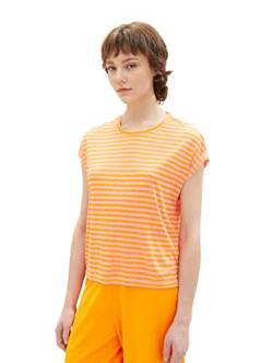 TOM TAILOR Denim Damen 1036534 Basic T-Shirt, 31709-Mango Pink Stripe, M von TOM TAILOR Denim