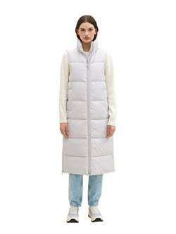 TOM TAILOR Denim Damen 1036571 Longstyle Puffer Weste, 32253-basic Light Grey, XS von TOM TAILOR Denim