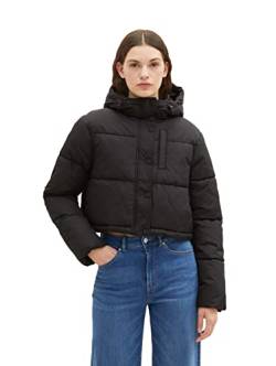 TOM TAILOR Denim Damen 1036572 Puffer Jacke mit Kapuze, 14482-deep Black, XXL von TOM TAILOR Denim