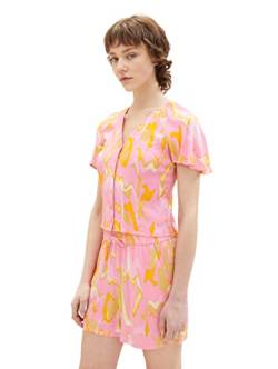 TOM TAILOR Denim Damen 1036585 Bluse mit Muster & Flügelärmeln, 31704-Abstract Pink Print, L von TOM TAILOR Denim
