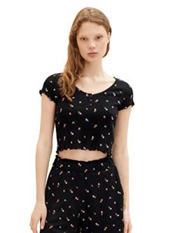 TOM TAILOR Denim Damen 1036617 T-Shirt mit Blumemuster, 31950-Small Black Flower Print, L von TOM TAILOR Denim