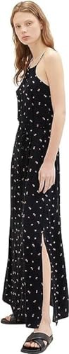 TOM TAILOR Denim Damen 1036843 Maxikleid mit Bindegürtel, 31950-Small Black Flower Print, M von TOM TAILOR Denim