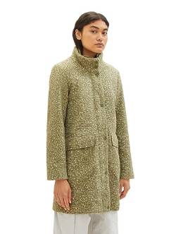 TOM TAILOR Denim Damen 1037586 Boucle Mantel mit Stehkragen, 32507-dark pear Green Melange, L von TOM TAILOR Denim