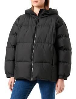 TOM TAILOR Denim Damen 1037592 Recycled Down Puffer-Jacke mit Kapuze, 14482-deep Black, L von TOM TAILOR Denim