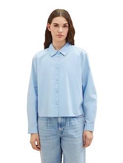 TOM TAILOR Denim Damen 1038121 Boxy Basic Hemd-Bluse, 11139-Soft Charming Blue, XXL von TOM TAILOR Denim