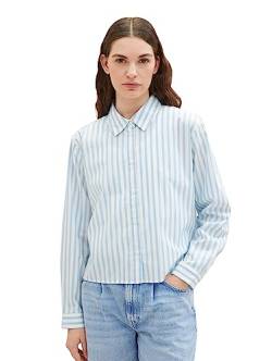 TOM TAILOR Denim Damen 1038121 Boxy Basic Hemd-Bluse, 33809-light Blue White Stripe, XXL von TOM TAILOR Denim