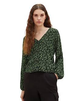 TOM TAILOR Denim Damen 1038126 Bluse mit Blumenmuster, 32433-black Green Flower Print, L von TOM TAILOR Denim