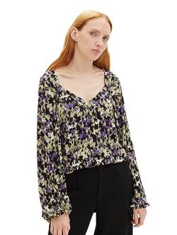 TOM TAILOR Denim Damen 1038371 T-Shirt Bluse mit Muster, 32418-lilac Green Flower Print, XL von TOM TAILOR Denim