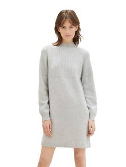 TOM TAILOR Denim Damen Basic Strickkleid mit Stehkragen , basic light grey melange, L von TOM TAILOR Denim