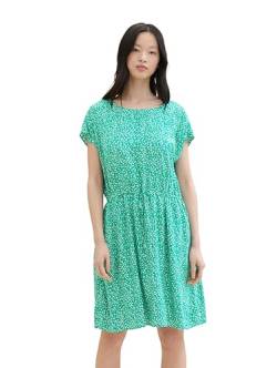 TOM TAILOR Denim Damen Basic Viskose Kleid mit Taschen, green minimal print, S von TOM TAILOR Denim