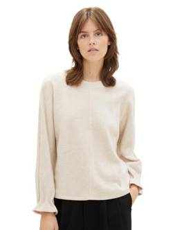 TOM TAILOR Denim Damen Batwing Sweatshirt, creme beige melange, M von TOM TAILOR Denim