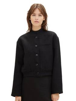 TOM TAILOR Denim Damen Boucle Blazer Jacke mit Brusttasche , deep black, M von TOM TAILOR Denim