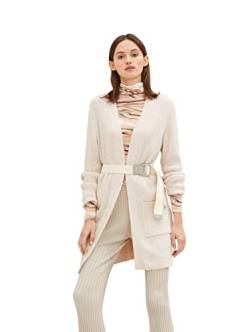 TOM TAILOR Denim Damen Cardigan Longstyle mit Taschen 1034490, 24421 - Creme Beige Melange, M von TOM TAILOR Denim