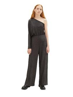 TOM TAILOR Denim Damen Glitzer Lurex One-Shoulder Jumpsuit , black glitter, L von TOM TAILOR Denim