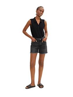 TOM TAILOR Denim Damen High Waist Bermuda Jeans Shorts 1031461, 10250 - Used Dark Stone Black Denim, XS von TOM TAILOR Denim