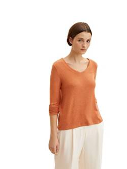 TOM TAILOR Denim Damen Longsleeve T-Shirt 1032824, 30345 - Rusty Amber Melange, L von TOM TAILOR Denim