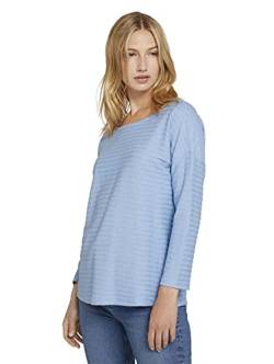 TOM TAILOR Denim Damen Longsleeve mit Streifen & Schleife 1023366, 28163 - Mid Blue Structure Stripe, L von TOM TAILOR Denim