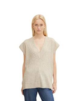 TOM TAILOR Denim Damen Longstyle Pullunder 1033555, 24421 - Creme Beige Melange, M von TOM TAILOR Denim