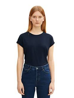 TOM TAILOR Denim Damen Loose Fit Basic T-Shirt aus Viskose, sky captain blue, XS von TOM TAILOR Denim