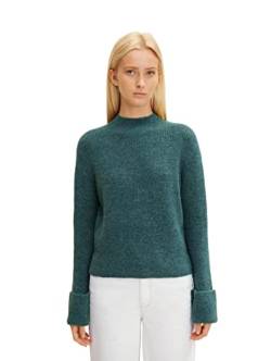 TOM TAILOR Denim Damen Pullover mit umgeschlagenem Ärmel 1033056, 30358 - Green Dust Melange, XXL von TOM TAILOR Denim