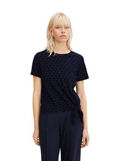 TOM TAILOR Denim Damen T-Shirt mit Knoten 1032811, 30605 - Navy Logo Print, M von TOM TAILOR Denim