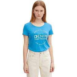 TOM TAILOR Denim Damen T-Shirt mit Logoprint 1031715, 11057 - Swedish Blue, S von TOM TAILOR Denim