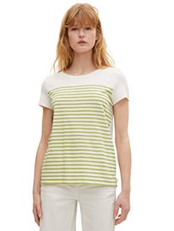 TOM TAILOR Denim Damen T-Shirt mit Streifen 1030477, 29132 - Green White Stripe, M von TOM TAILOR Denim