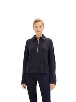 TOM TAILOR Denim Damen Troyer Pullover 1033060, 10591 - Dark Blue Melange, S von TOM TAILOR Denim