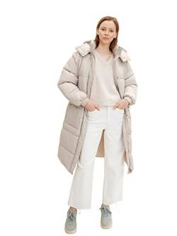 TOM TAILOR Denim Damen Wintermantel mit Kapuze 1032688, 30026 - Cloud Grey, L von TOM TAILOR Denim