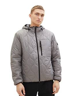 TOM TAILOR Denim Herren 1036187 Quilted Steppjacke mit Kapuze, 30902-mid Platinum Grey, L von TOM TAILOR Denim