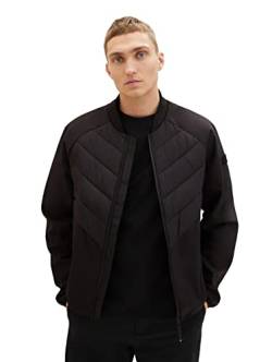 TOM TAILOR Denim Herren 1036190 Hybrid Steppjacke mit Bomberkragen, 29999-Black, S von TOM TAILOR Denim