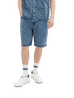 TOM TAILOR Denim Herren 1036264 Loose Fit Jeans Bermuda Shorts, 31888-Wording Laser Print, XL von TOM TAILOR Denim