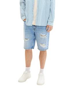 TOM TAILOR Denim Herren 1036267 Loose Fit Jeans Bermuda Shorts, 10284-Destroyed Light Stone Wash, M von TOM TAILOR Denim