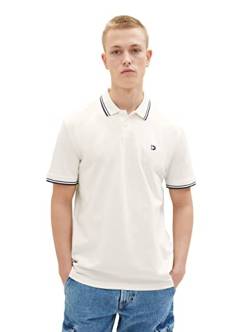 TOM TAILOR Denim Herren 1036386 Basic Poloshirt mit Logo-Stickerei, 12906-Wool White, M von TOM TAILOR Denim