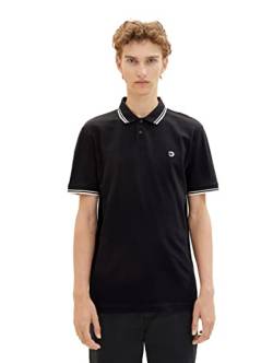 TOM TAILOR Denim Herren 1036386 Basic Poloshirt mit Logo-Stickerei, 29999-Black, S von TOM TAILOR Denim