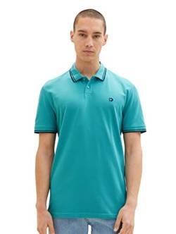 TOM TAILOR Denim Herren 1036386 Basic Poloshirt mit Logo-Stickerei, 31044-Deep Turquoise, M von TOM TAILOR Denim