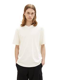 TOM TAILOR Denim Herren 1036449 Relaxed Fit T-Shirt mit V-Ausschnitt, 12906-Wool White, L von TOM TAILOR Denim