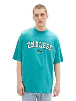 TOM TAILOR Denim Herren 1036451 Oversize College T-Shirt, 31044-Deep Turquoise, M von TOM TAILOR Denim